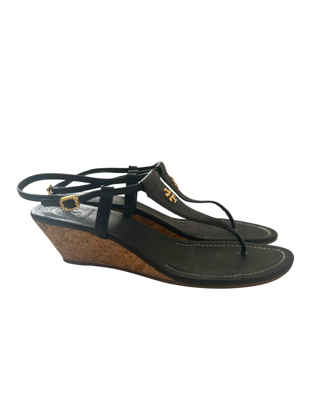 Tory Burch Pauline Black Wedge Sandals Size 9.5 M
